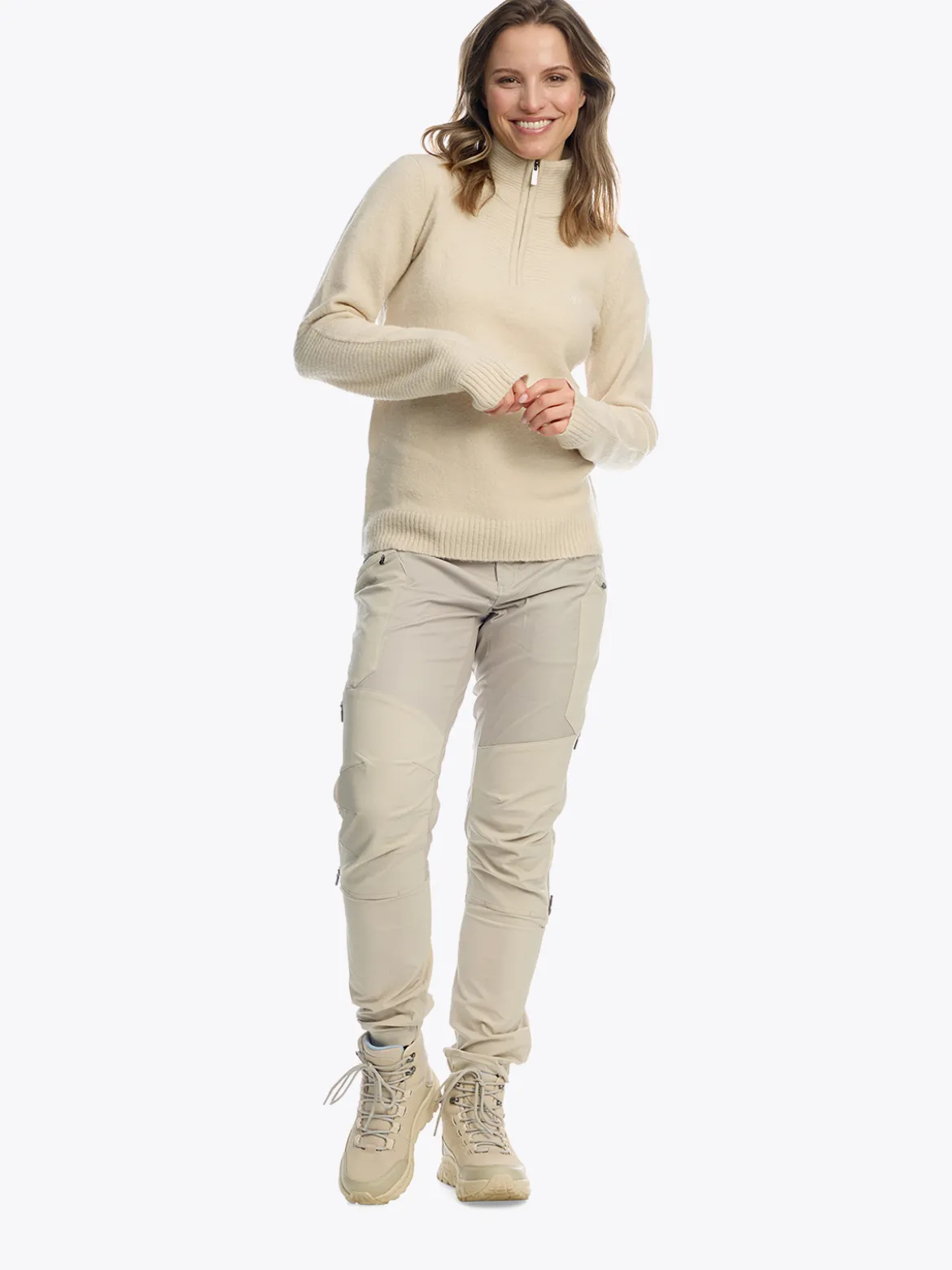 Venture Light Strikk D Halfzip genser i ullblanding til dame